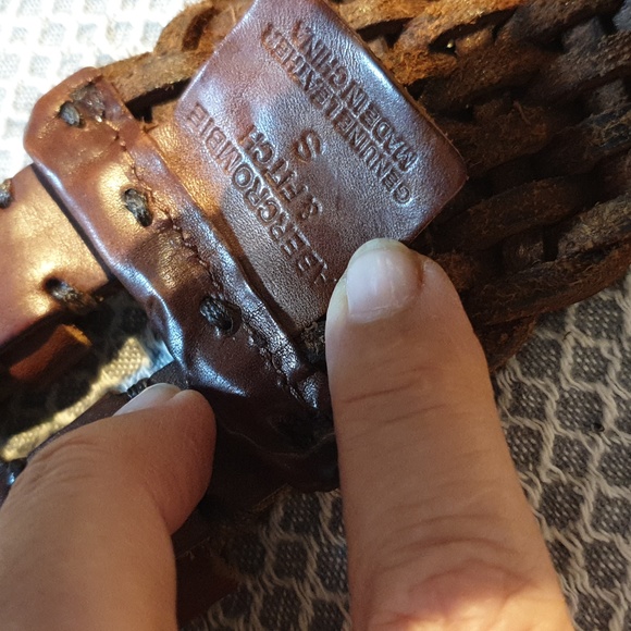 VGC Vintage Abercrombie & Fitch double woven wide leather belt, 34-36 inch waist - Picture 4 of 12